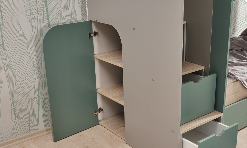 T-429 Lego Yeşil Ahşap Ranzalı Çocuk Odası